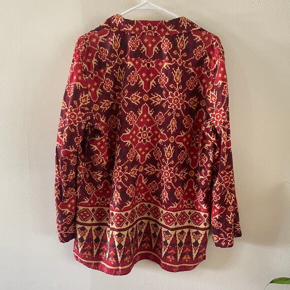 Lauren Ralph Lauren Popover Tunic Top Womens XL Red Southwest Bohemian Casual - Picture 2 of 11